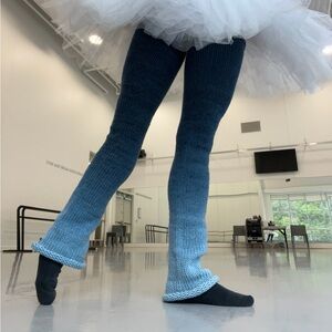 Blue Gradient Knit Leg Warmers